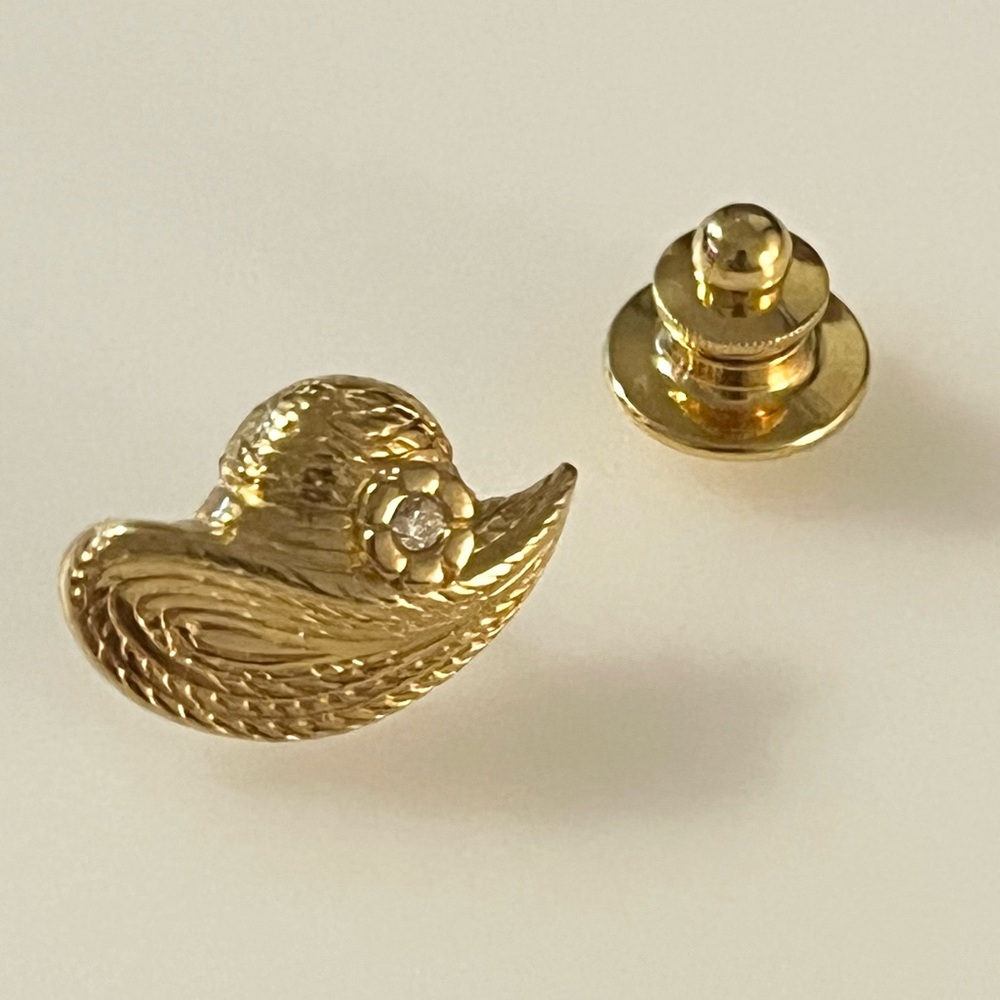 Avon Gold Tone Rhinestone Miniature Hat Pin Brooch Tie Tack